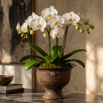 Handmade Wabi-Sabi Ceramic Planter Pot for Orchids, Ferns, Indoor Plants, Desktop Tabletop and Home Décor