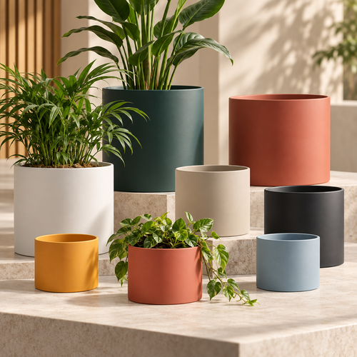 Modern Nordic Ceramic Cylinder Planter Pot with Drainage Hole for Succulents, Flowers, Indoor Plants, Desktop, Patio and Home Décor