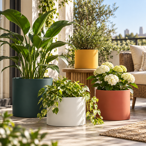 Modern Nordic Ceramic Cylinder Planter Pot with Drainage Hole for Succulents, Flowers, Indoor Plants, Desktop, Patio and Home Décor