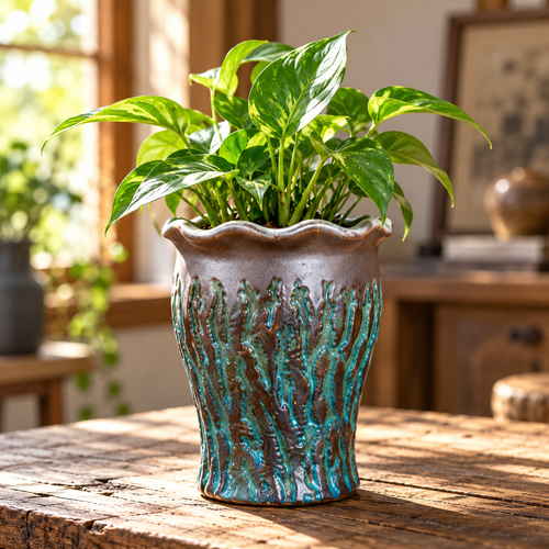 Handmade Vintage Ceramic Succulent Planter Pot for Bonsai, Flowers, Indoor Plants, Desktop, Tabletop and Home Décor