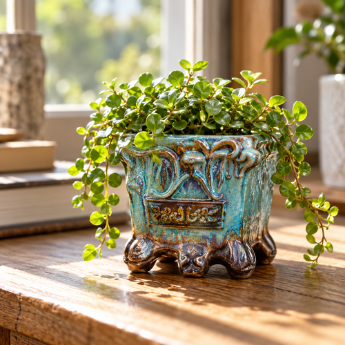 Handmade Vintage Ceramic Succulent Planter Pot for Bonsai, Flowers, Indoor Plants, Desktop, Tabletop and Home Décor