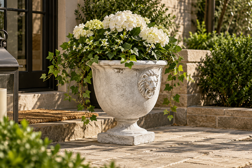 Title Classic MgO Garden Urn Planter with Drainage Hole for Flowers, Herbs, Succulents, Vegetables, Patio, Porch and Outdoor Décor
