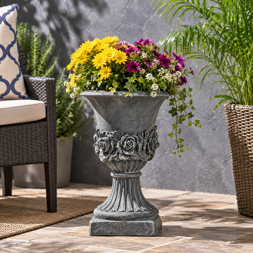 Tall MgO Garden Urn Planter with Drainage Hole for Flowers, Herbs, Succulents, Patio, Porch, Entryway and Outdoor Garden Décor