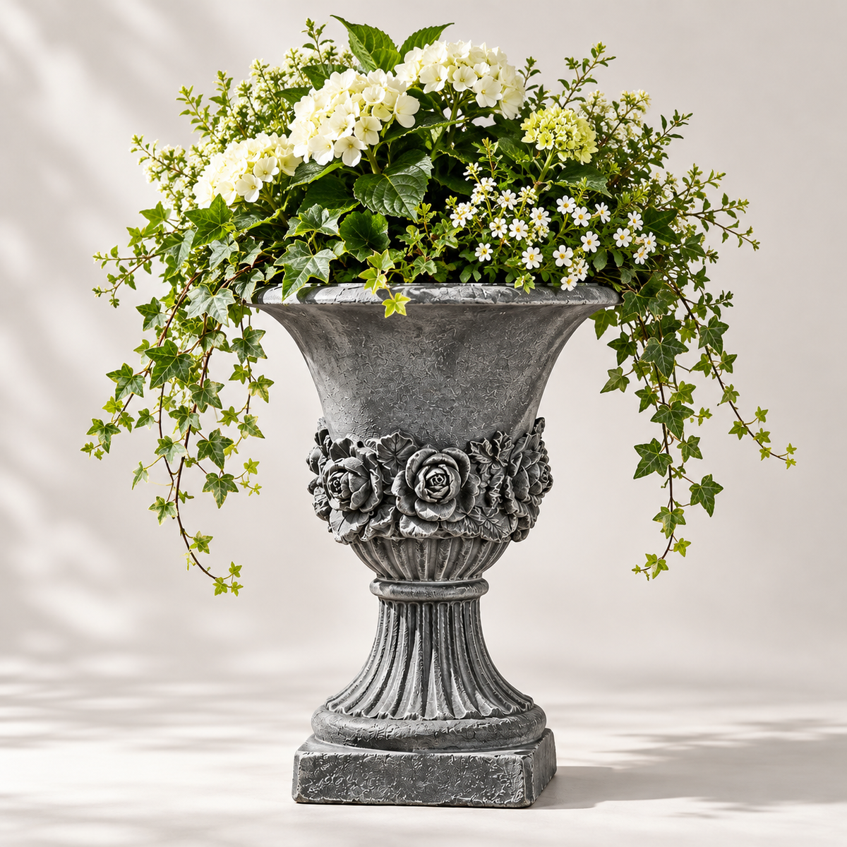 Tall MgO Garden Urn Planter with Drainage Hole for Flowers, Herbs, Succulents, Patio, Porch, Entryway and Outdoor Garden Décor