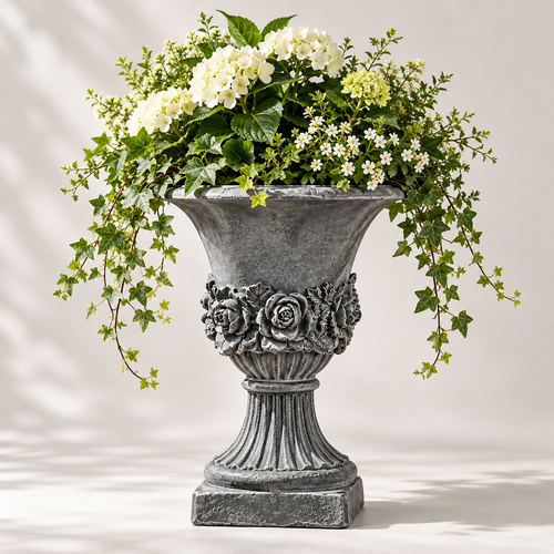 Tall MgO Garden Urn Planter with Drainage Hole for Flowers, Herbs, Succulents, Patio, Porch, Entryway and Outdoor Garden Décor