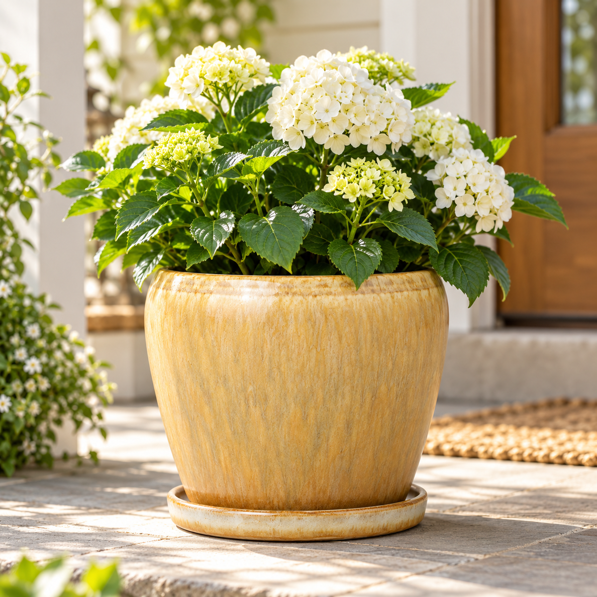 Reactive Glaze Ceramic Planter Pot with Saucer for Indoor Outdoor Plants, Flowers, Succulents, Patio and Home Décor