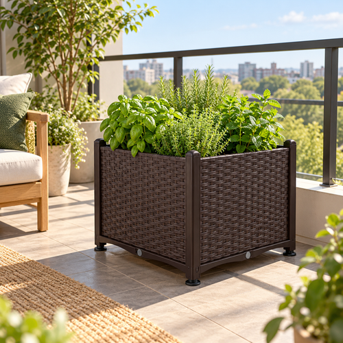 Raised Garden Bed Planter Box with Self-Watering Reservoir for Vegetables, Herbs, Flowers, Patio, Balcony and Outdoor Gardening
