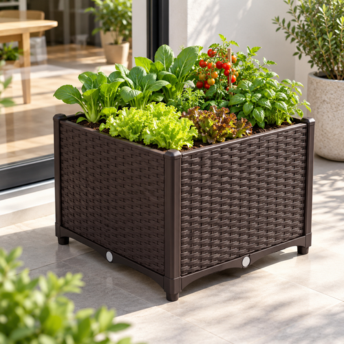 Raised Garden Bed Planter Box with Self-Watering Reservoir for Vegetables, Herbs, Flowers, Patio, Balcony and Outdoor Gardening