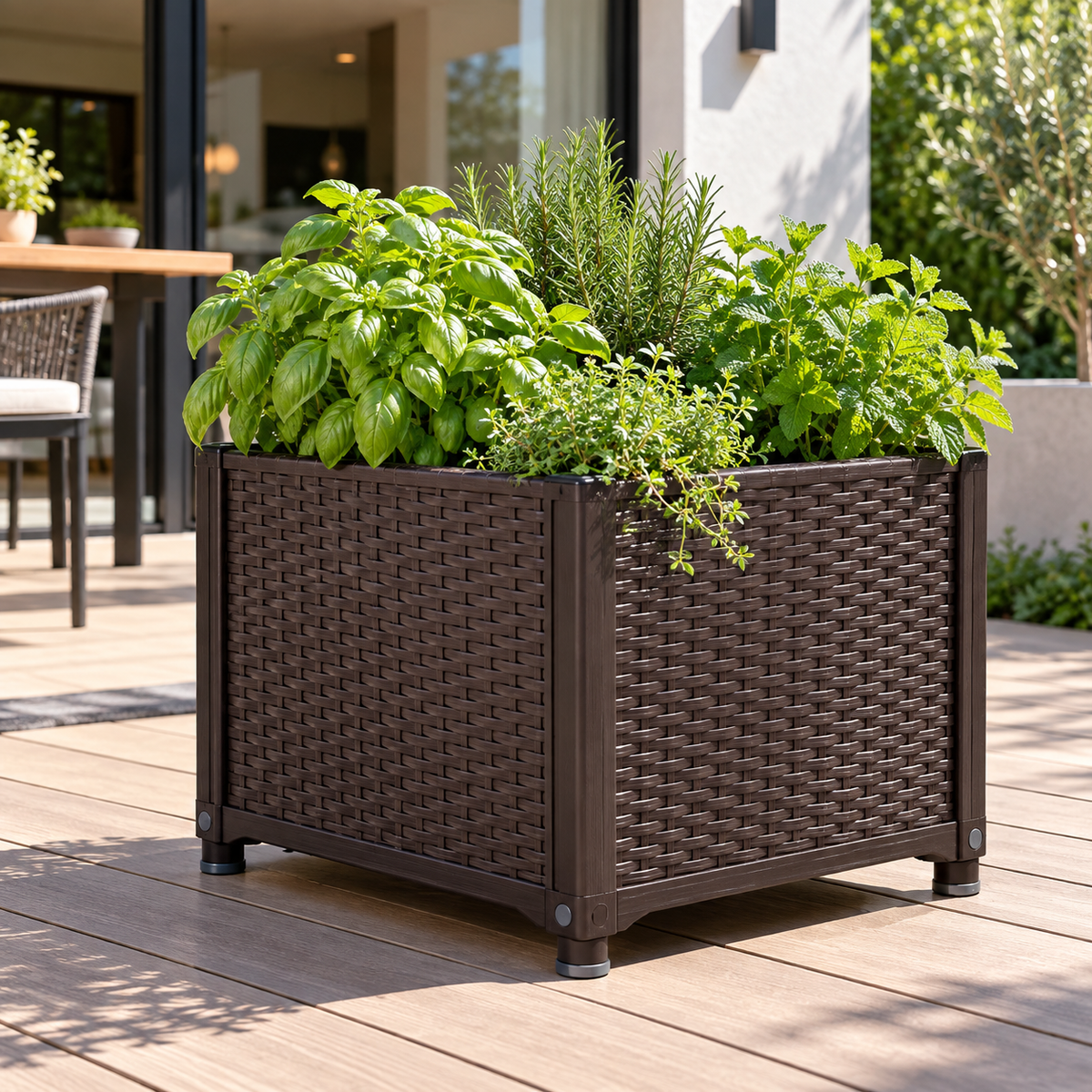 Raised Garden Bed Planter Box with Self-Watering Reservoir for Vegetables, Herbs, Flowers, Patio, Balcony and Outdoor Gardening
