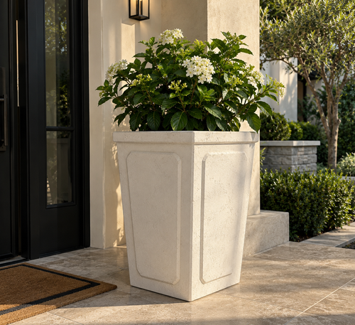 MGO Planter 16 Inch Square Textured Planter Pot for Indoor Outdoor Plants, Large Floor Plant Pot for Patio, Porch, Balcony, Garden, Entryway and Home Décor
