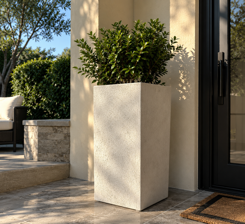 MGO Planter 28 Inch Square Textured Planter Pot for Indoor Outdoor Plants, Large Floor Plant Pot for Patio, Porch, Balcony, Garden, Entryway and Home Décor